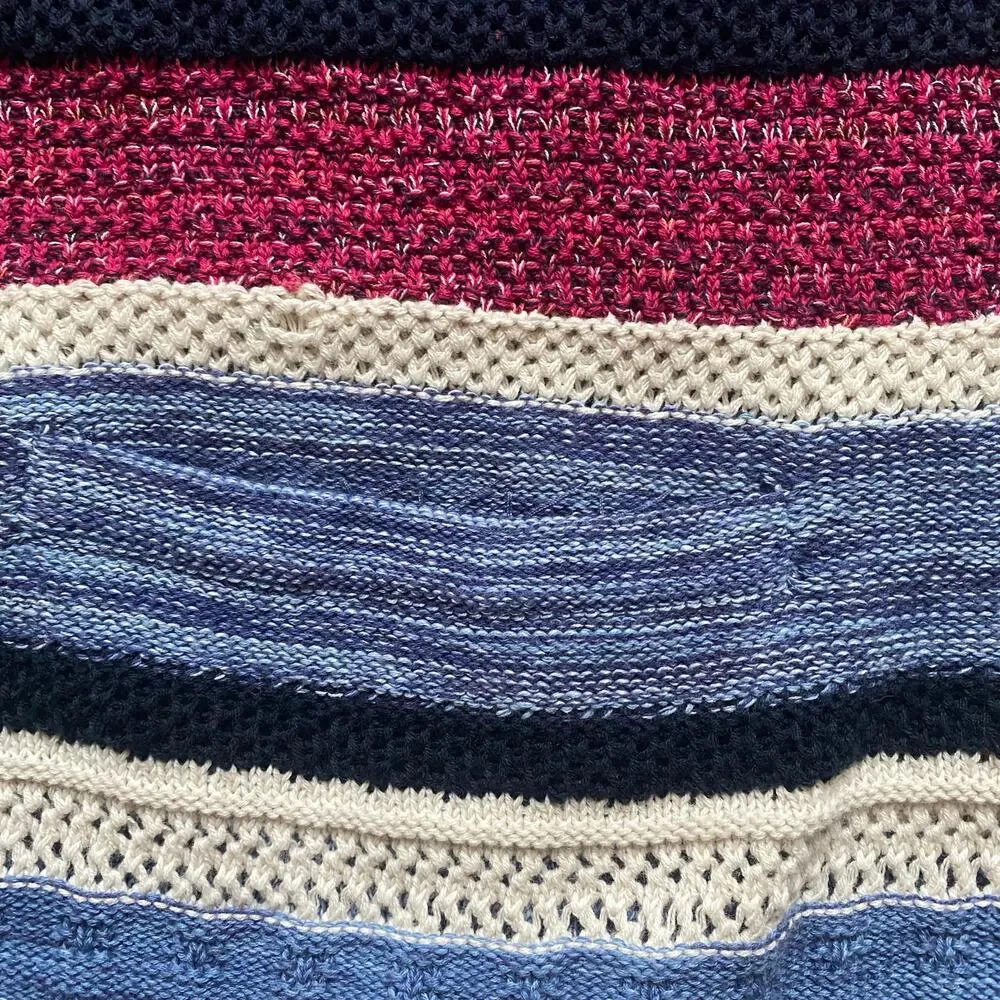 J. Jill Women 2X Shawl Collar Duster Cardigan Cotton Linen Blue Red Striped Cozy - Picture 7 of 8
